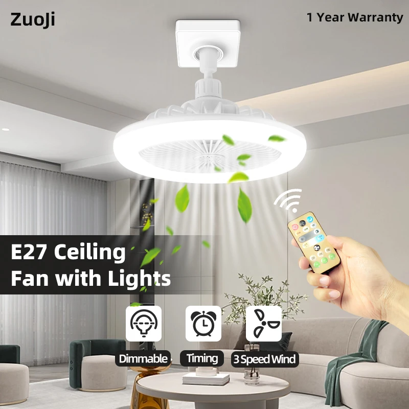 

Ceiling Fan With Light Ac85-265V 30W Smart Remote Control E27 Fan Light 3 Colors Dimmable Ceiling Lamps For Bedroom Living Room