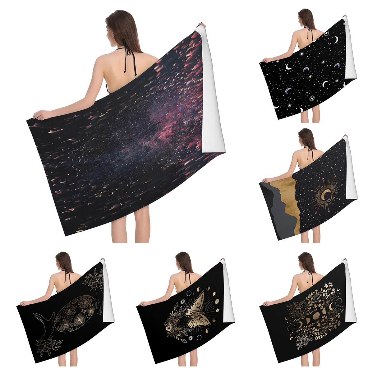 Home bath towels body towels bathroom quick drying microfiber beach Oil painting style man large sports towel  landscape plant