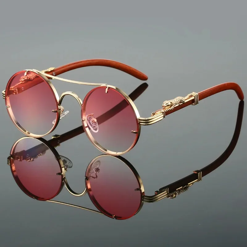 Vintage Round Outdoor Activities Sunglasses Men Fashion Double Bridge Classic Shades Women Retro Brand Luxury Design Sun Glasses - view 5