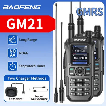 2 STKS BAOFENG GM-21 GMRS Walkie Talkie Draadloze Kopieerfrequentie Type-C NOAA Verbeterde UV-21 PRO Ham Radio Twee Manier Radio Voor Jacht