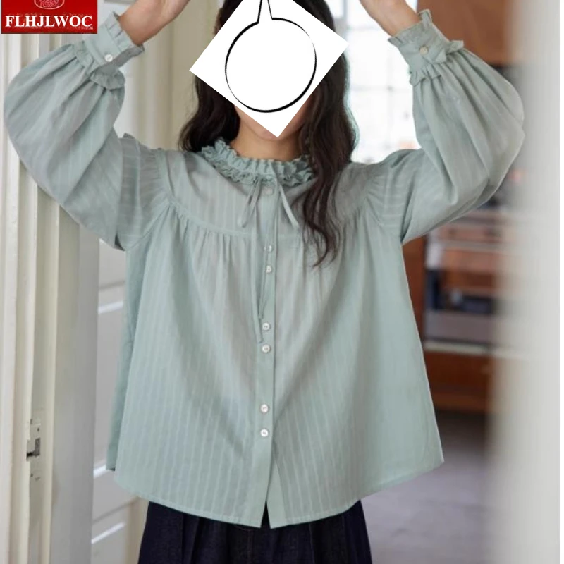 السنة الجديدة الوردي الكشكشة الوقوف طوق ربطة القوس فيونكة القمم البلوزات جديد 2026 ربيع المرأة شيك كوريا اليابان الفتيات نمط Preppy القمصان الأساسية