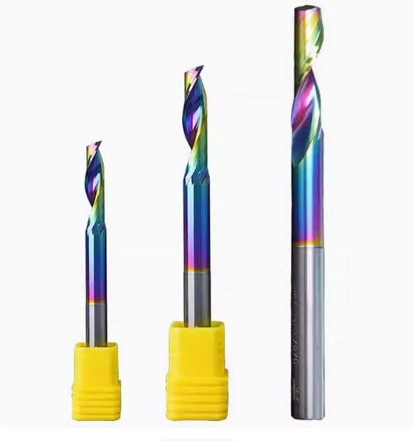 

1PCS 5A Single Flute for Aluminum Milling Cutter DLC Coated Colorful Aluminum Profile Composite Cutting Head Engraving