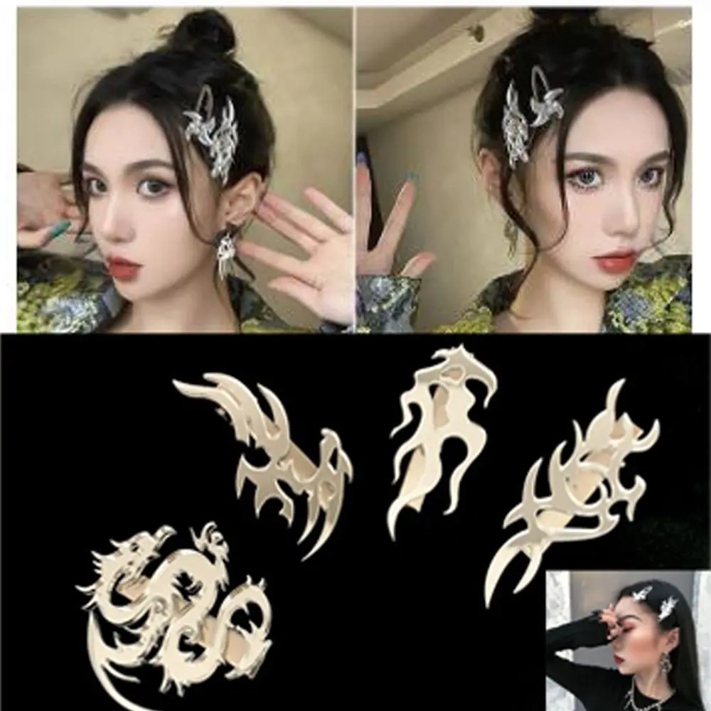 

Streetwear Jewelry Acrylic Metal Harajuku Trending Headwear Flame Hair Clip Wave Sun Hairpins Barrette