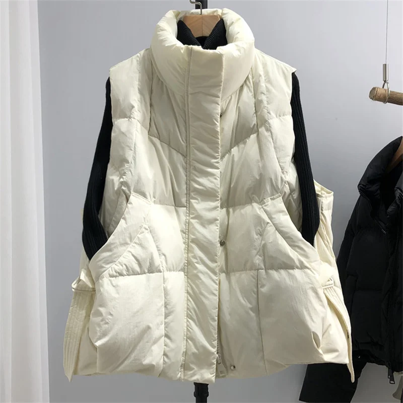 

New Autumn Winter Women Solid Loose Vest Stand Collar Short Vest Jacket Cotton Padded Women Windproof Warm Waistcoat Female Tops
