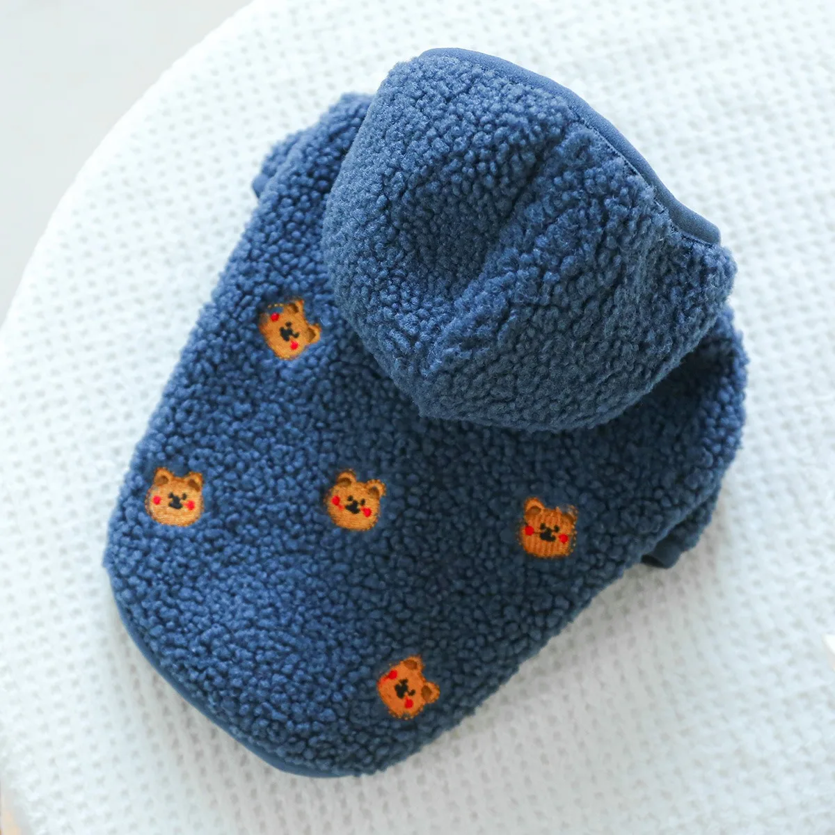 Gift Bear Embroidered Teddy Sweatshirt Warm Pet Dog Clothes Lambswool Bichon Hoodie Schnauzer Winter Clothes XS-XL