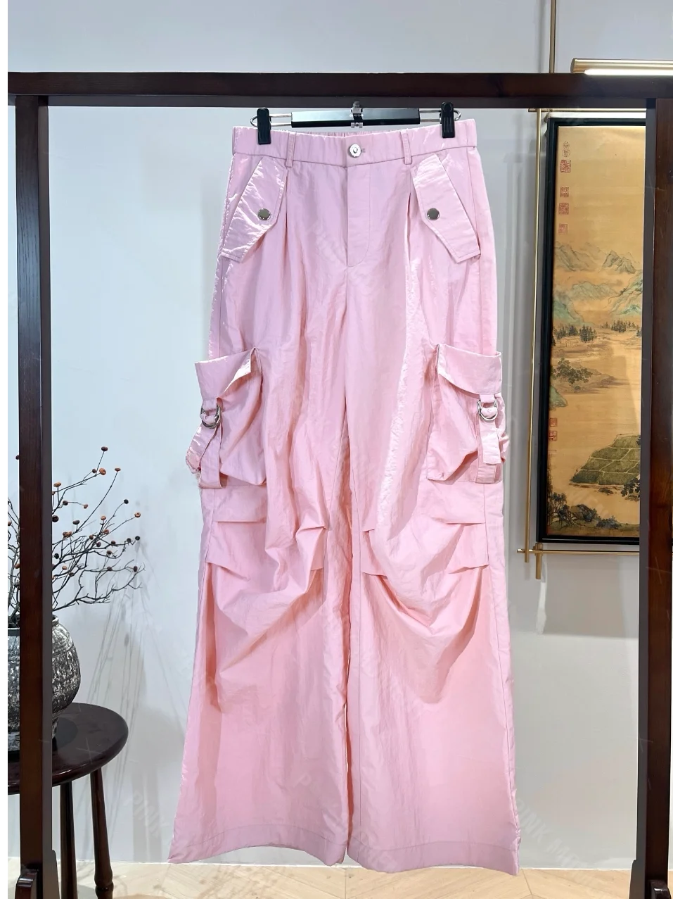 

Unique Details Multi-ket Metal Bule Cool Sweet Attention-abbing Drapey Wide Leg Pants for Women Workwear Sle