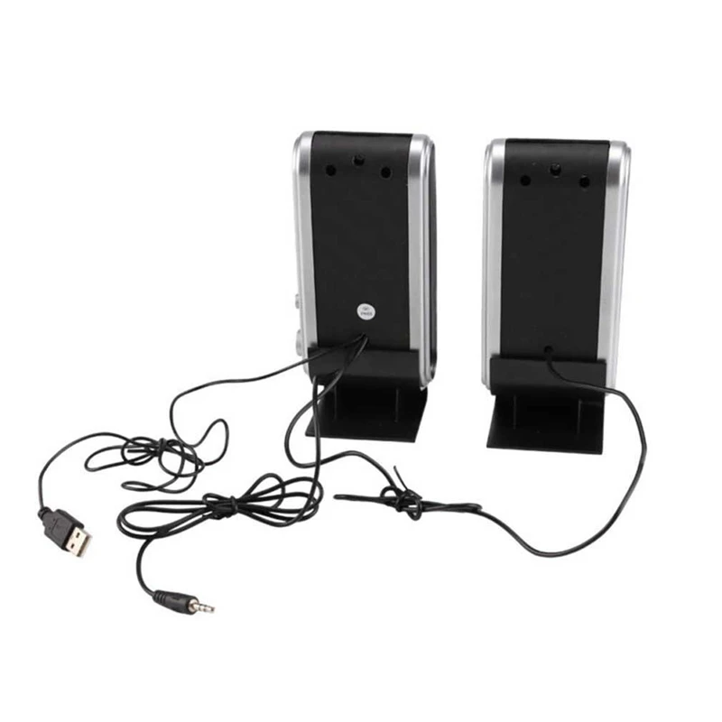 N82R 2 Pcs USB Computer Speakers Portable Speaker Stereo 3.5mm with Ear Jack for Desktop PC Laptop