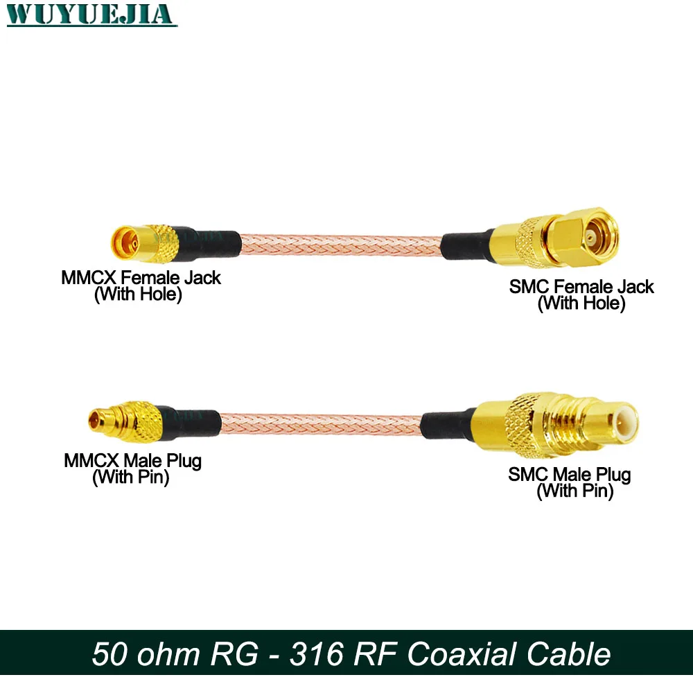 

Удлинительная перемычка адаптера MMCX к SMC RF, штекер SMC к гнездовому разъему MMCX 50-1,5 RG-316 РЧ-адаптер Коаксиальный кабель