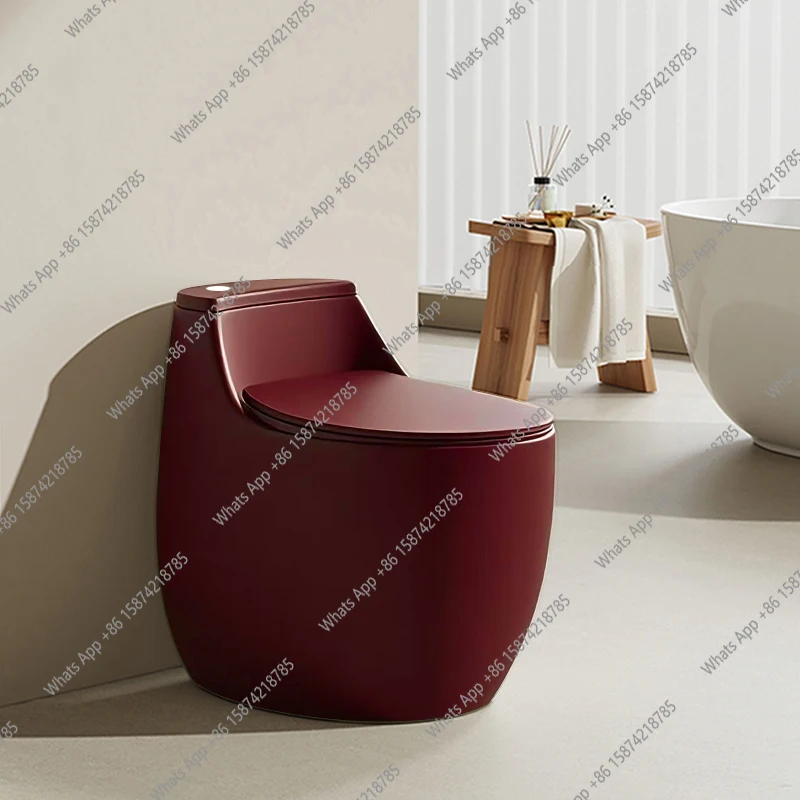 

French retro red color egg-shaped toilet small apartment household bathroom silent large diameter toilet