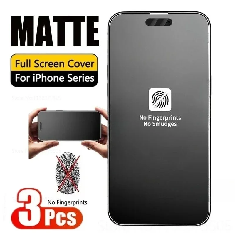 3 Stück matte gehärtete Glasfolie für iPhone 16 15 14 Pro Max 16E Displayschutzfolie für iPhone 13 12 11 Pro 14 15 Plus XS XR XS Max