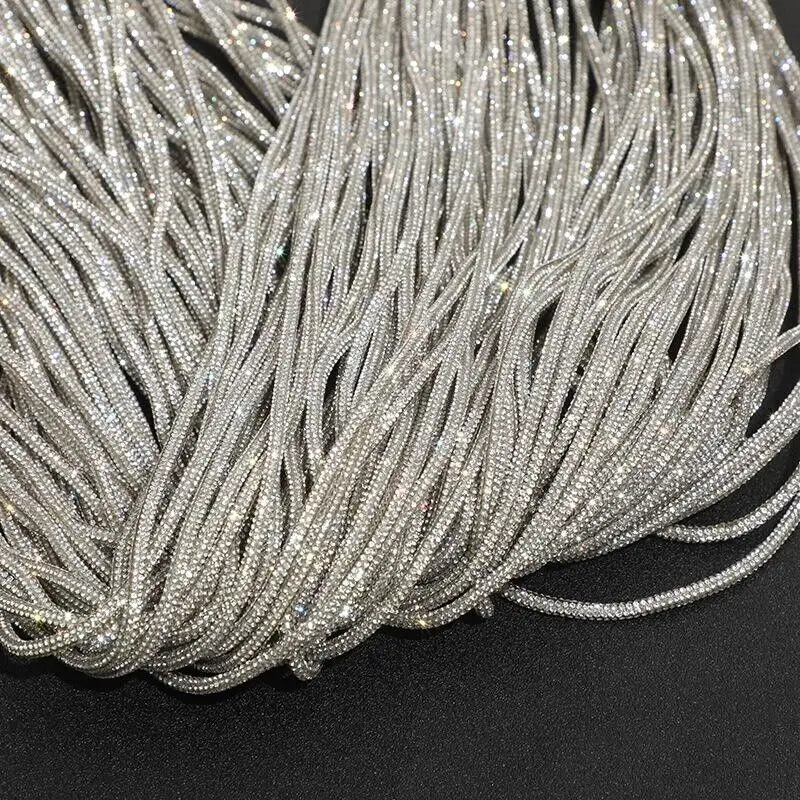 10/5/1 Yards Rhinestone Rope Glitter Crystal Tube Cord Trimming DIY Jewelry Bracelet Necklace Shoelaces Bag Strap Material 4mm