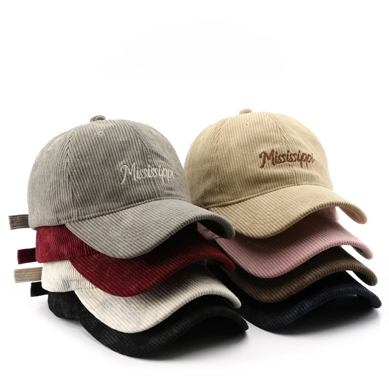 

Women Retro Soft Top Corduroy Letter Embroidery Baseball Caps Outdoor Sun Shade Hats Spring Autumn Street Snapback Hip Hop Hat