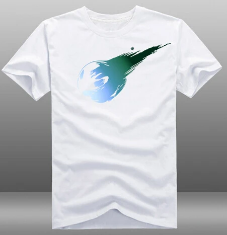 Mens Game Final Fantasy VII FF7 T-shirts White 100% Cotton Short Sleeve O-Neck Tops Tees Shirts 3 Styles