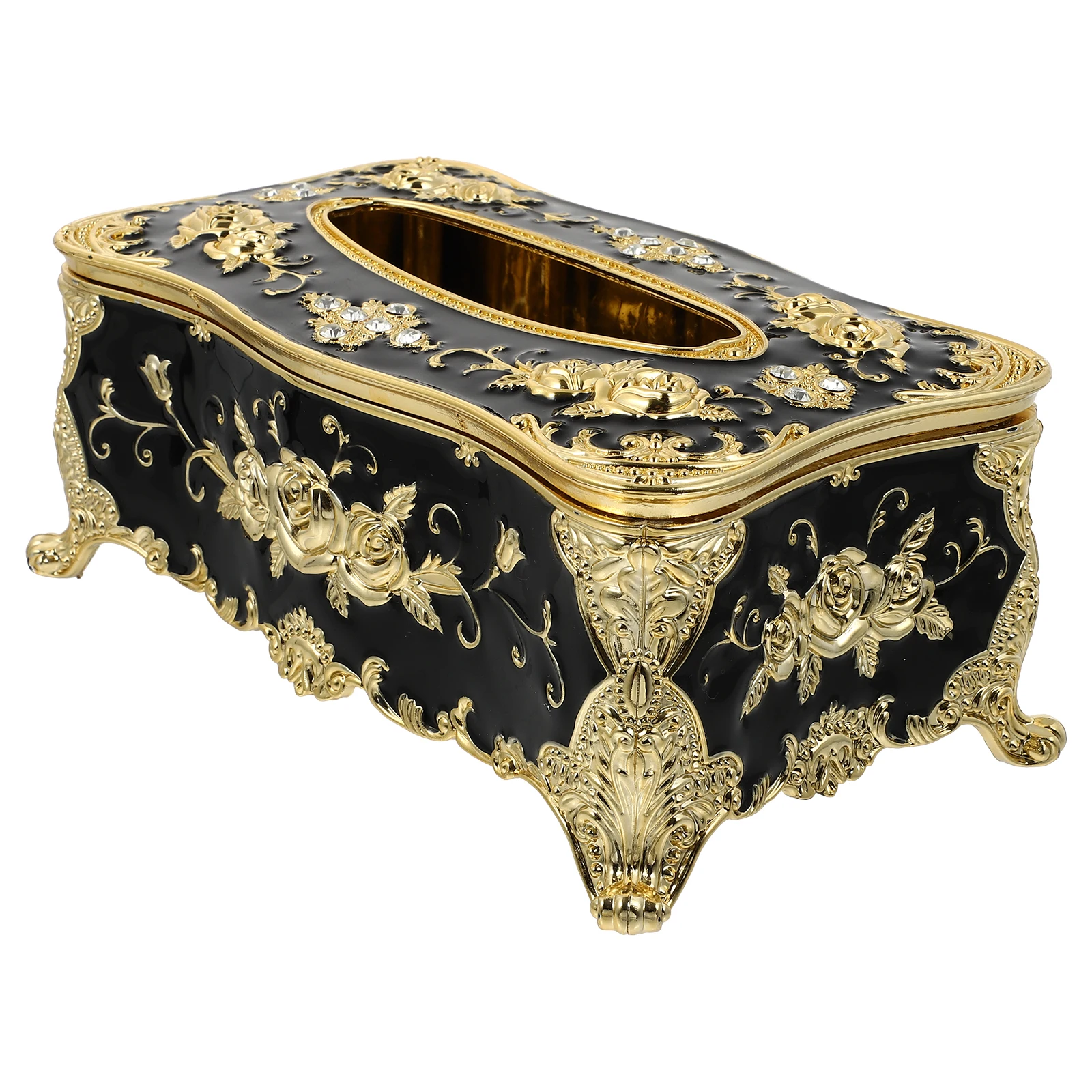 

1pc Acrylic Tissue Box Black Gold Vintage Napkin Holder for Home Office Bathroom Decor Case Dispenser Table Storage Solution