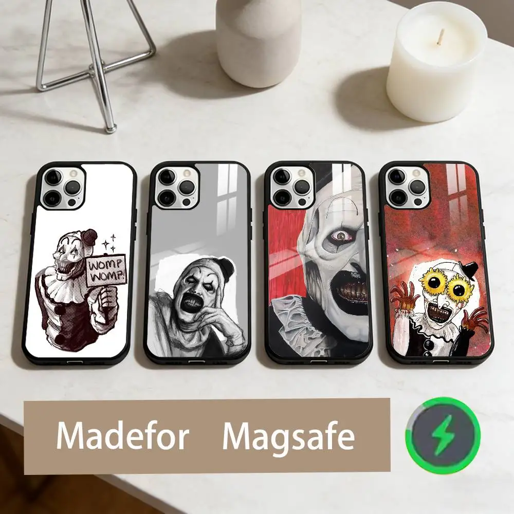 

H-Horror Art the Clown Funny Phone Case For iPhone17,16,15,14,13,12,11 Plus,Pro Max Magnetic For Magsafe Wireless Charging