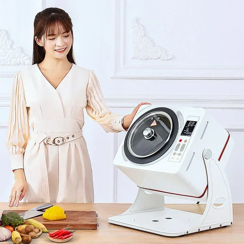 ماكينة طهي الخضروات المنزلية 220 فولت 6L 2500 وات مقصف أوتوماتيكي كبير ذكي روبوت طبل نوع الأرز المقلي متعدد الوظائف