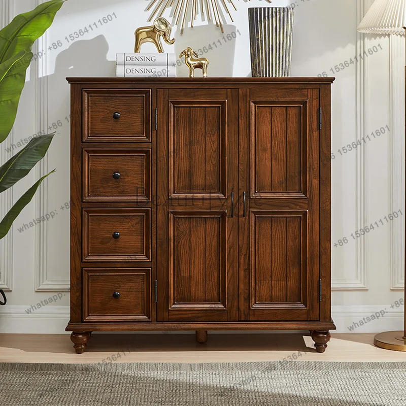 

American solid wood chest of drawers storage multi-functional storage wardrobe with door H273
