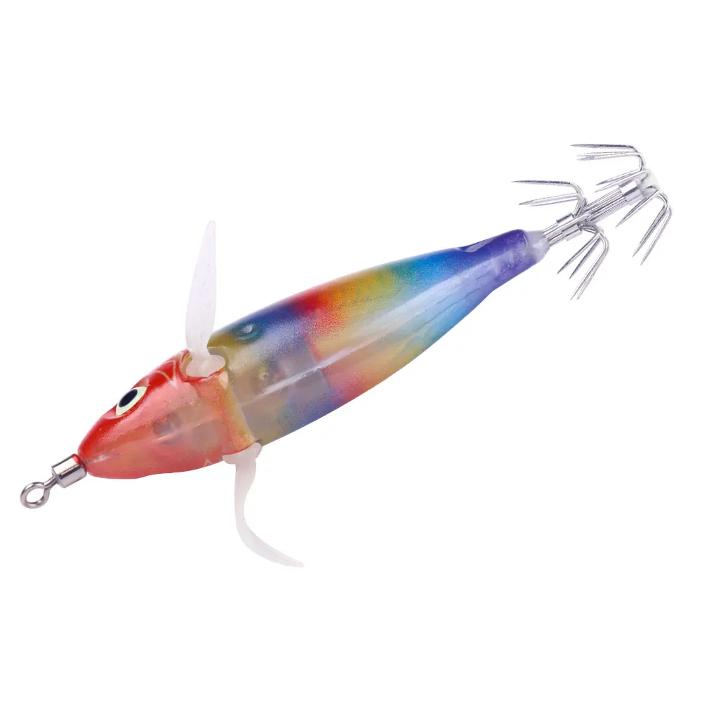 Eggi Set Squid Hooks squid trolling Lure with wingArtificial Plastic Squid Sea Boat Fishing Cuttlefish Bait Luminous 8cm/6g