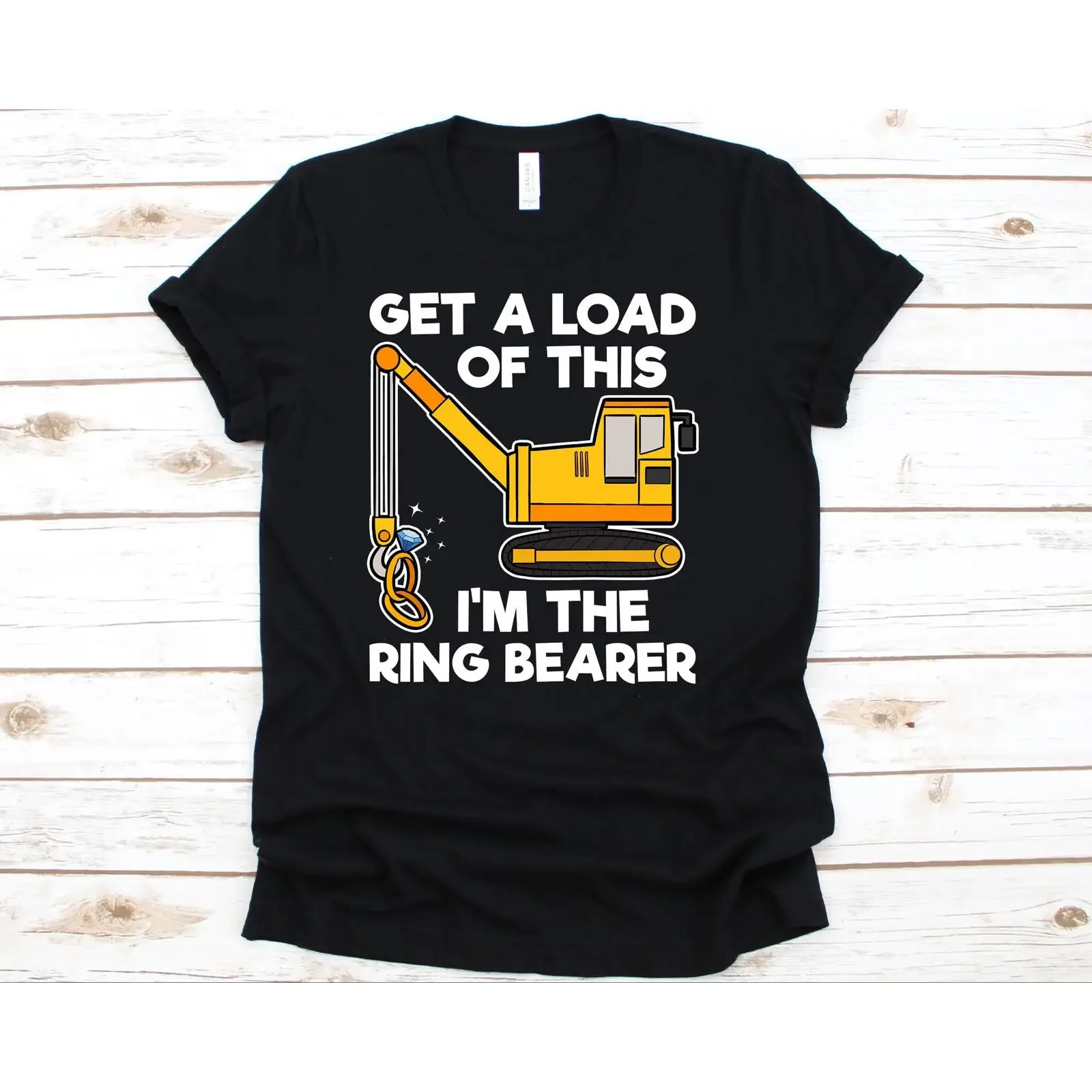 Get A Load Of This I'm The Ring Bearer Funny Construction Truck Tractor T Shirt Cute Wedding  vintage Washed Casual Comfortable