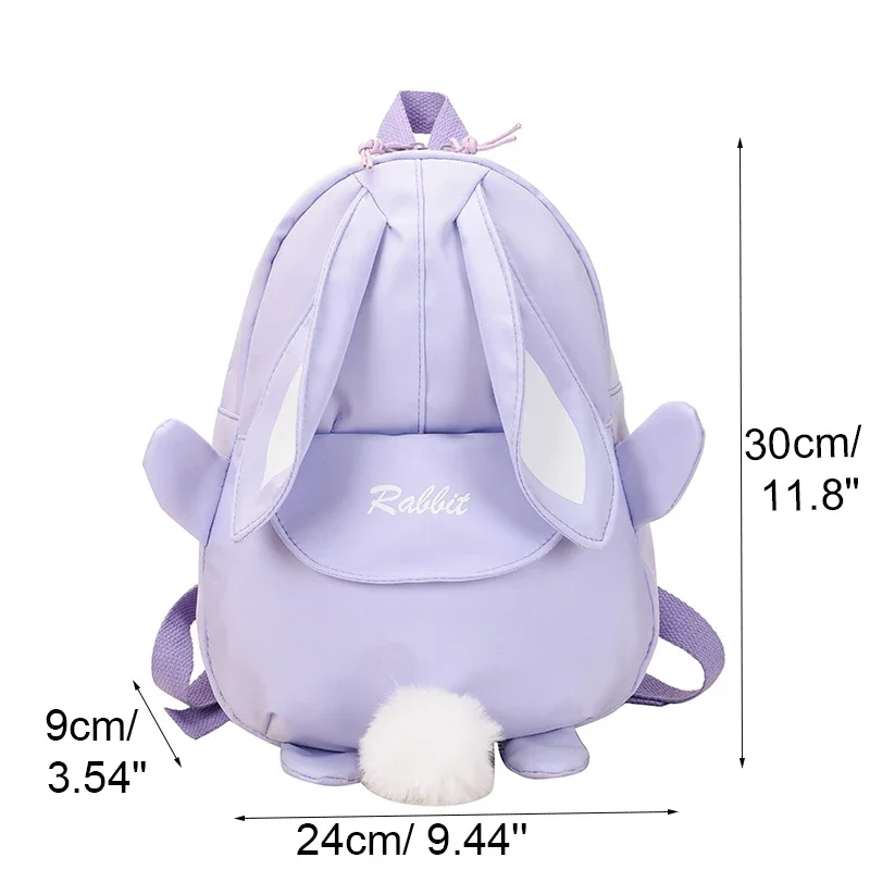 Personalised Kawaii Bunny Backpack for Girls with Cute Rabbit Ears and Fluffy Bear Pendant School Bookbag for Kids