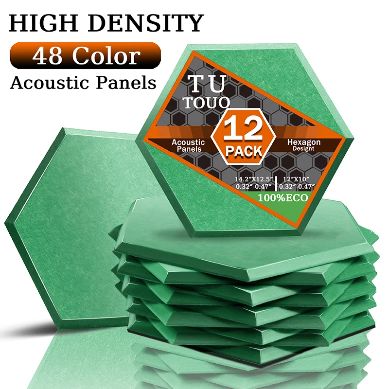 

TOUO Sound Absorbing Panel 12 Pcs Studio Acoustic Panel High Density Insulation Acoustic Treatment Drum Room Wall Soundproofing