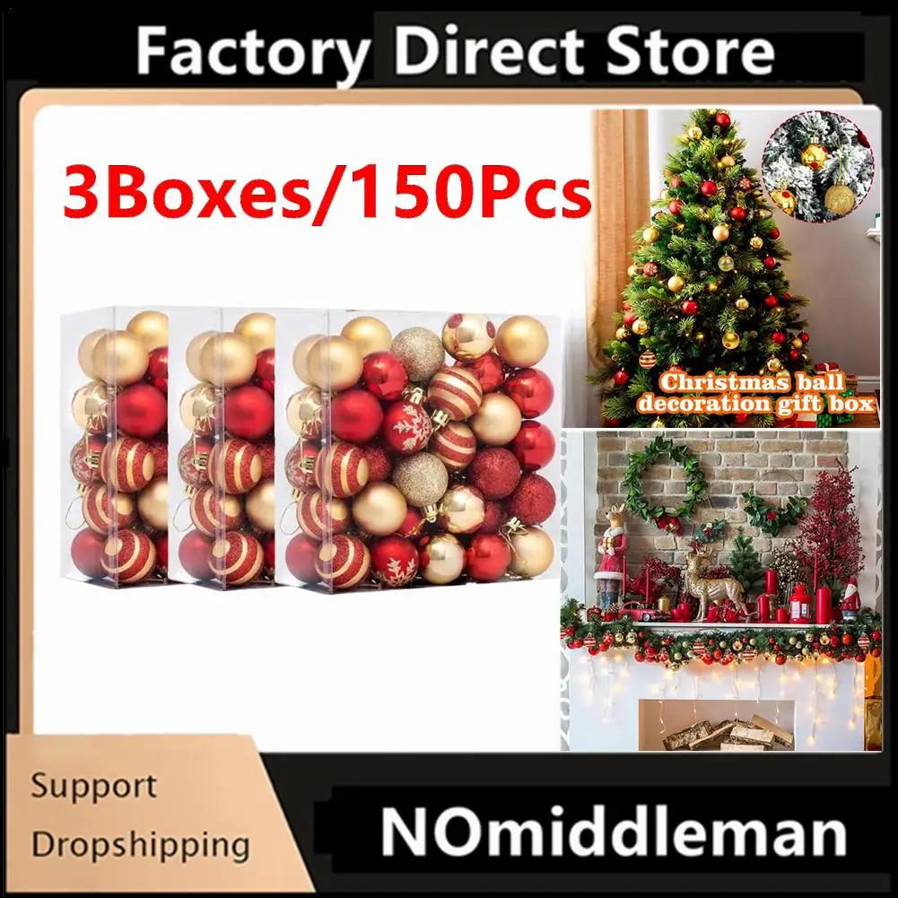 

150pcs Gold Red Christmas Decorations 2024 New Decoration Christmas Balls For Tree Red Red Balloons Party Supplies 4cm