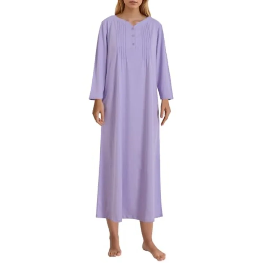 

Latuza Women's Cotton Nightgown 3/4 Sleeve Soft Night Gown with Pockets
