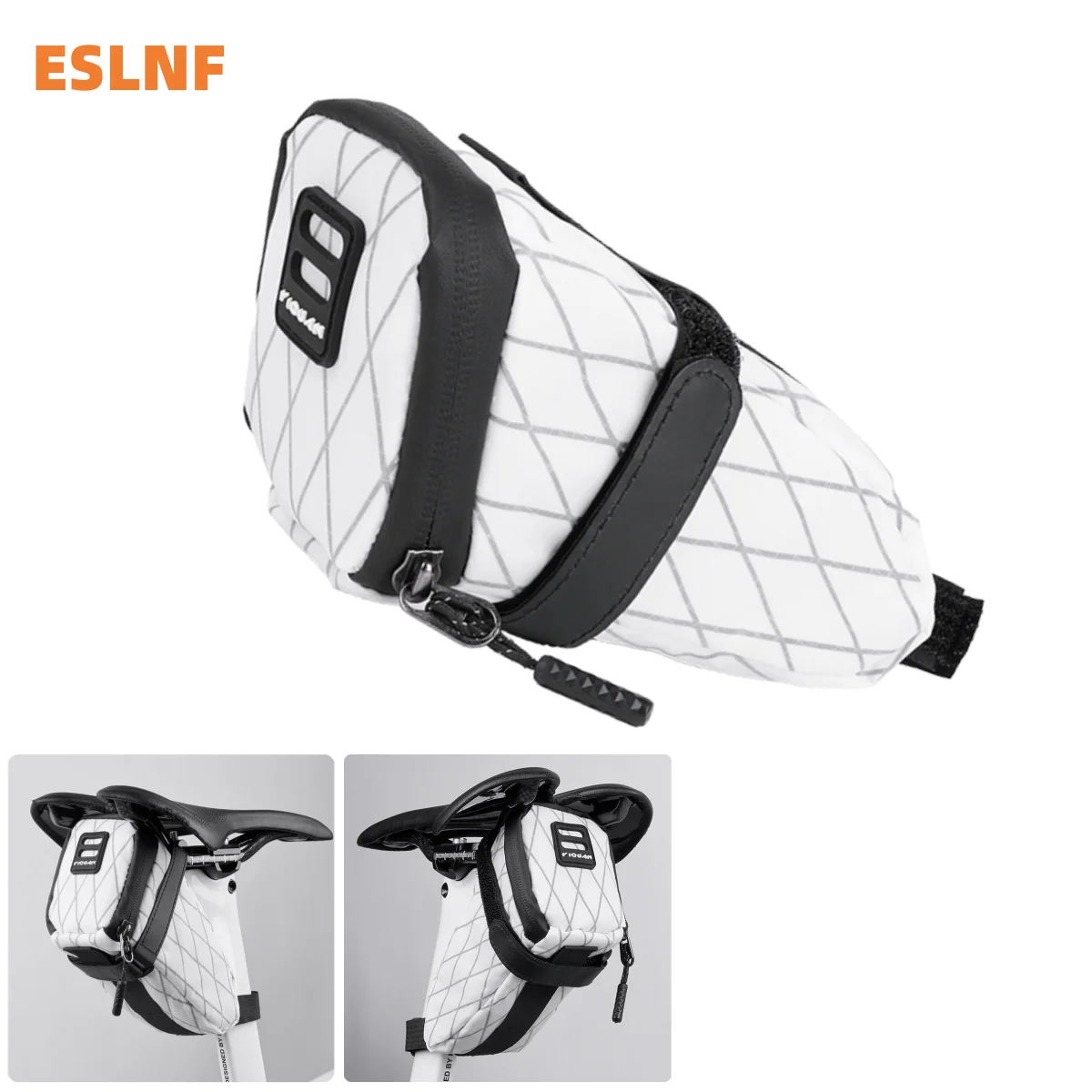 ESLNF White Series Portable Road Bicycle Saddle Bag Reflective MTB Rear Bag Rainproof Cycling Storage Bag Bike Accessories