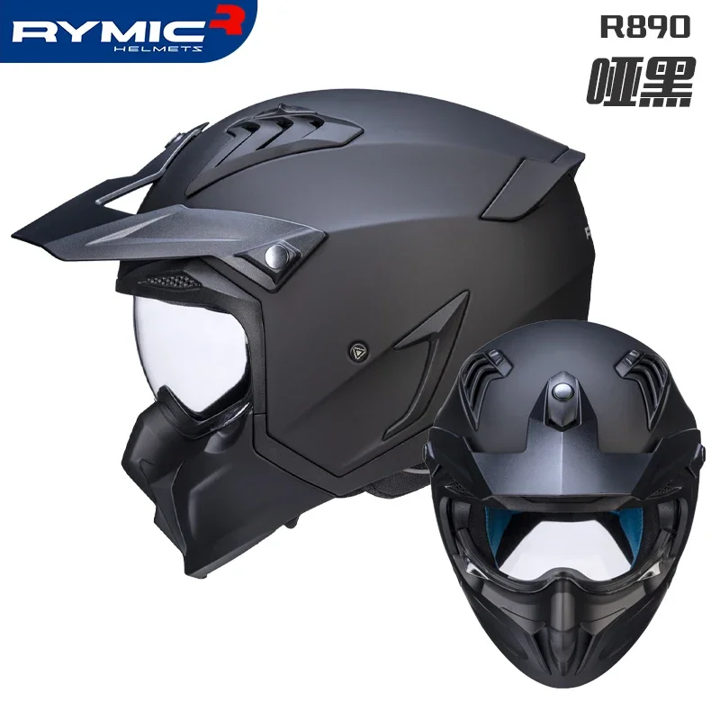 RYMIC Motorcycle Helmet Retro Scooter Vintage Full Face Biker Motorbike Riding Cycling Crash High Quality Helmet Cascos De Moto