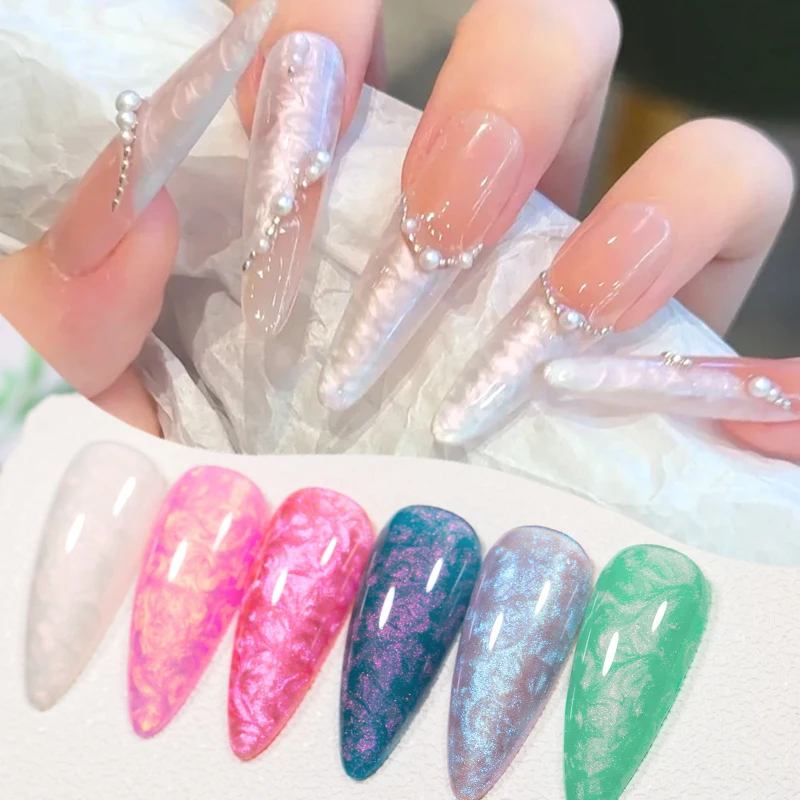 Auroras Shell Thread Gel Nail Polish Mermaid Pearl Shell Gel Semi Permanent Soak Off UV Gel Varnish Nail Supplies Design DIY