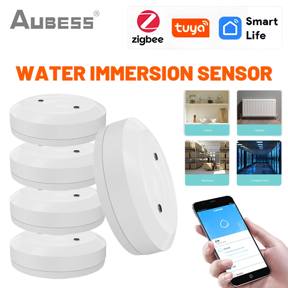 

ZigBee Tuya Water Leakage Alarm Smart Home Security Alarm System APP Remote Monitoring Leak Detector Sensor Flood Overflow Alert