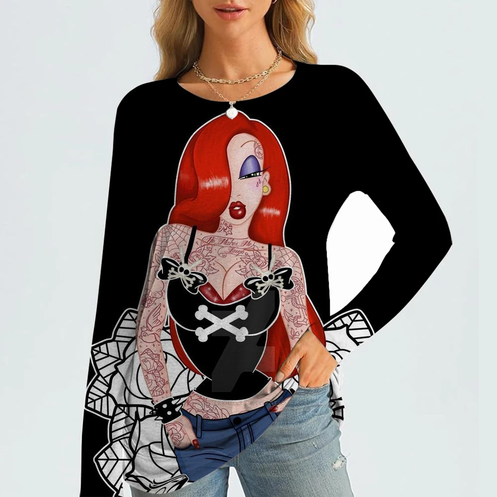 

Disney Princess Spring/Summer Women's Round Neck Long Sleeve T-shirt, designed for casual wear, simple and elegant2026