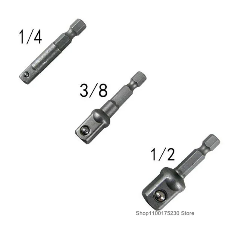 

1/2" 3/8" 1/4" Hexagonal Handle 6.35mm Shank Adapter Sleeve Connection Conversion Rod Square Head Socket Extension Rod