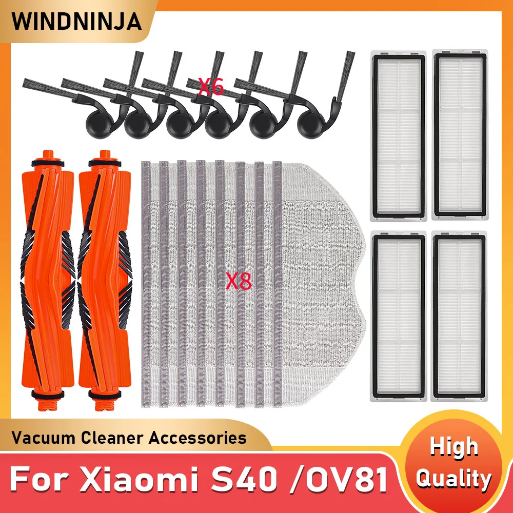 Für Xiaomi Roboterstaubsauger S40 OV81: Rollbürste, Seitenbürste, Wischtücher, HEPA-Filter, Staubbeutel – Ersatzteile und Zubehör