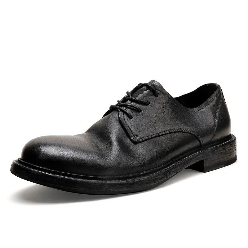 Handmade Goodyear Full Leather Outsole Washed Versatile Business Leisure Men\'s Shoes Outdoor College Students Walking Travel