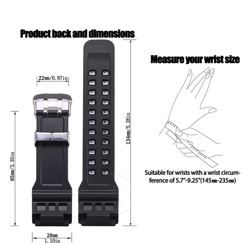 Resin Strap Suitable for Casio  Mudmaster GG1000 GWG100 GSG100 Men’s Watch Band Sports Waterproof Stainless Steel Loop