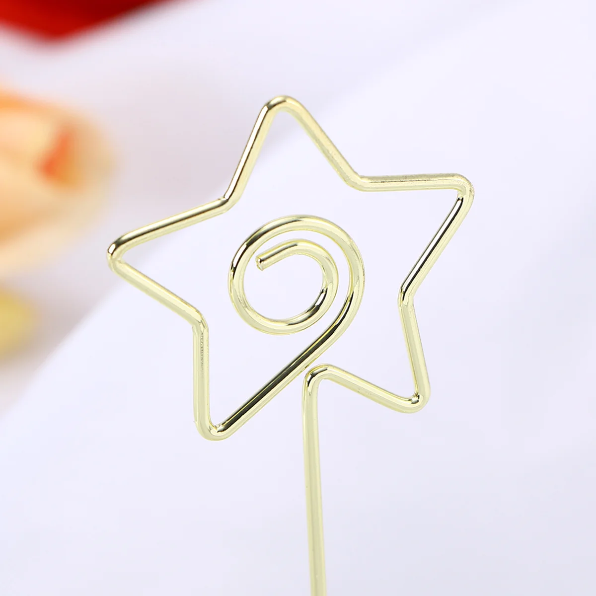 10pcs 85cm Five-pointed Star Memo Photo Stand Holder Paper Note Clips for Wedding Party Table Decoration (Gold)