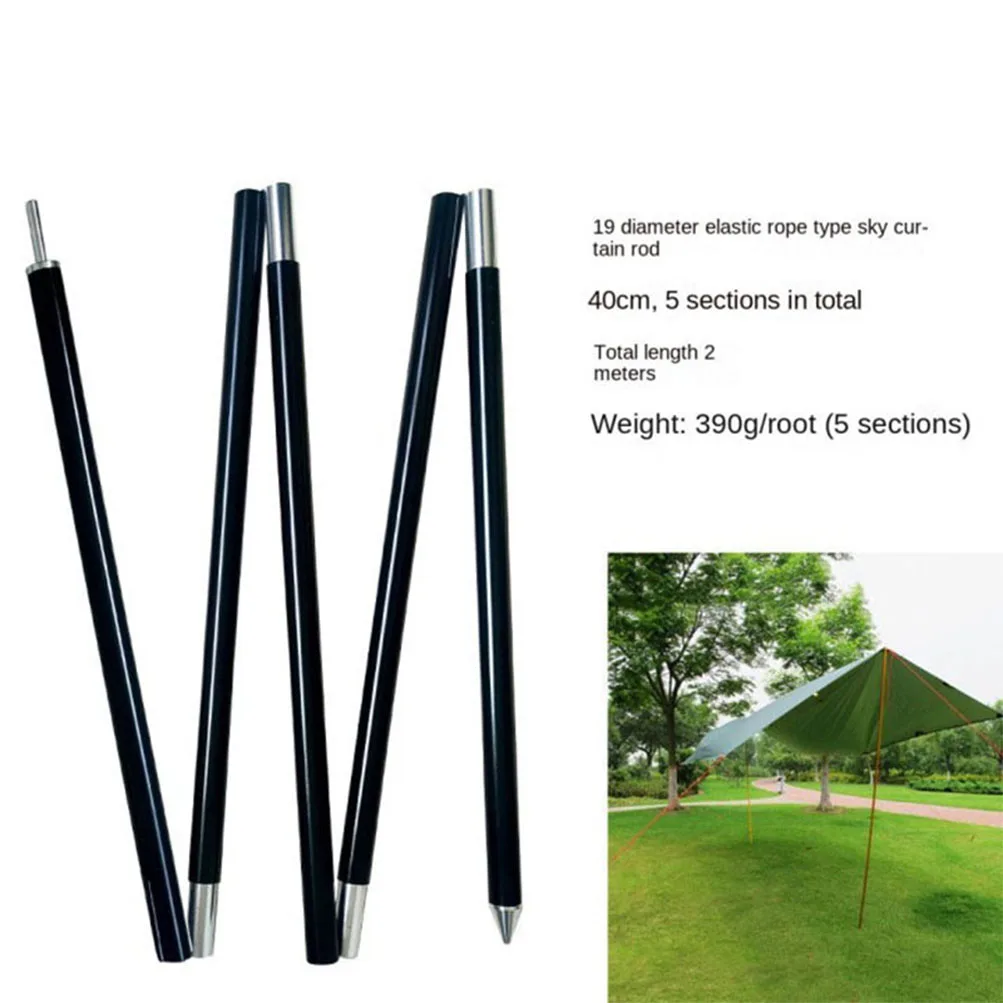 Aluminum Alloy Tent Pole 2M 2.4M Tarp Poles Outdoor Hiking Ultralight Camping Awning Support Pole Shelter Canopy Accessory Kit