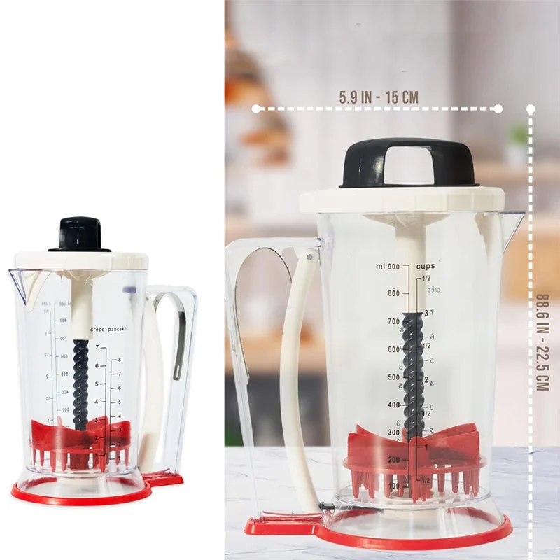 Mezclador y dispensador de masa M12K, dispensador de masa para panqueques, dispensador de masa con mango exprimidor, 900Ml