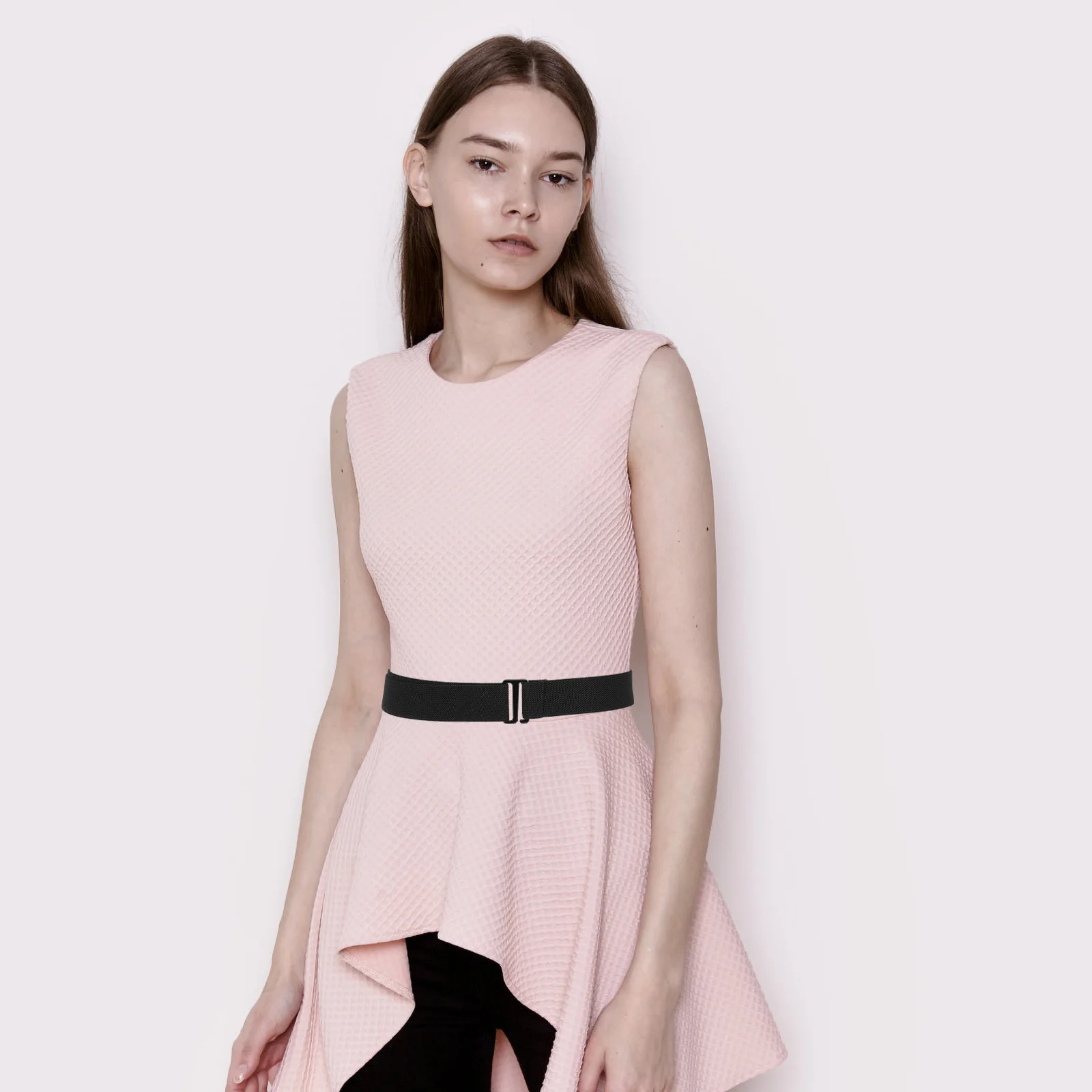 

2pcs Women'S Elastic Stretch Belt Adjustable Thin Waistband Flat Buckle For Jeans Pants Dresses Invisible Belt