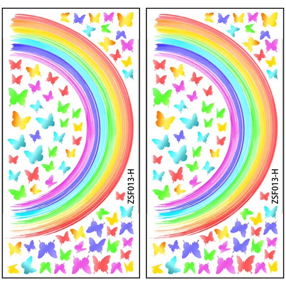 

2 Sheets Rainbow Wall Stickers PVC Colorful Butterflies Background Decal Nursery Room Sticker Rainbow PVC Wall Decor