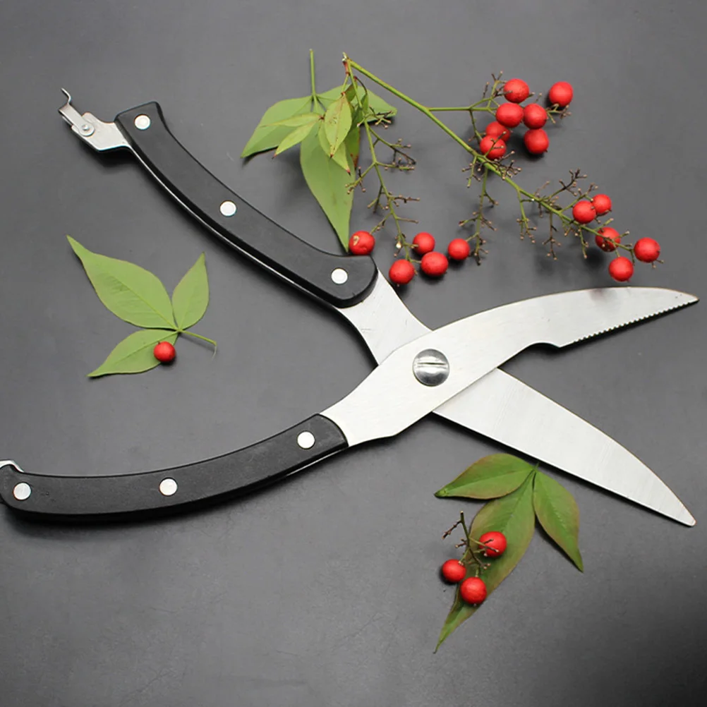 

Poultry Shear Steak Forks Kitchen Scissors Wood Handle Meat Scissor Kit Roasting Sticks BBQ Tools Anti Scald Food Fork