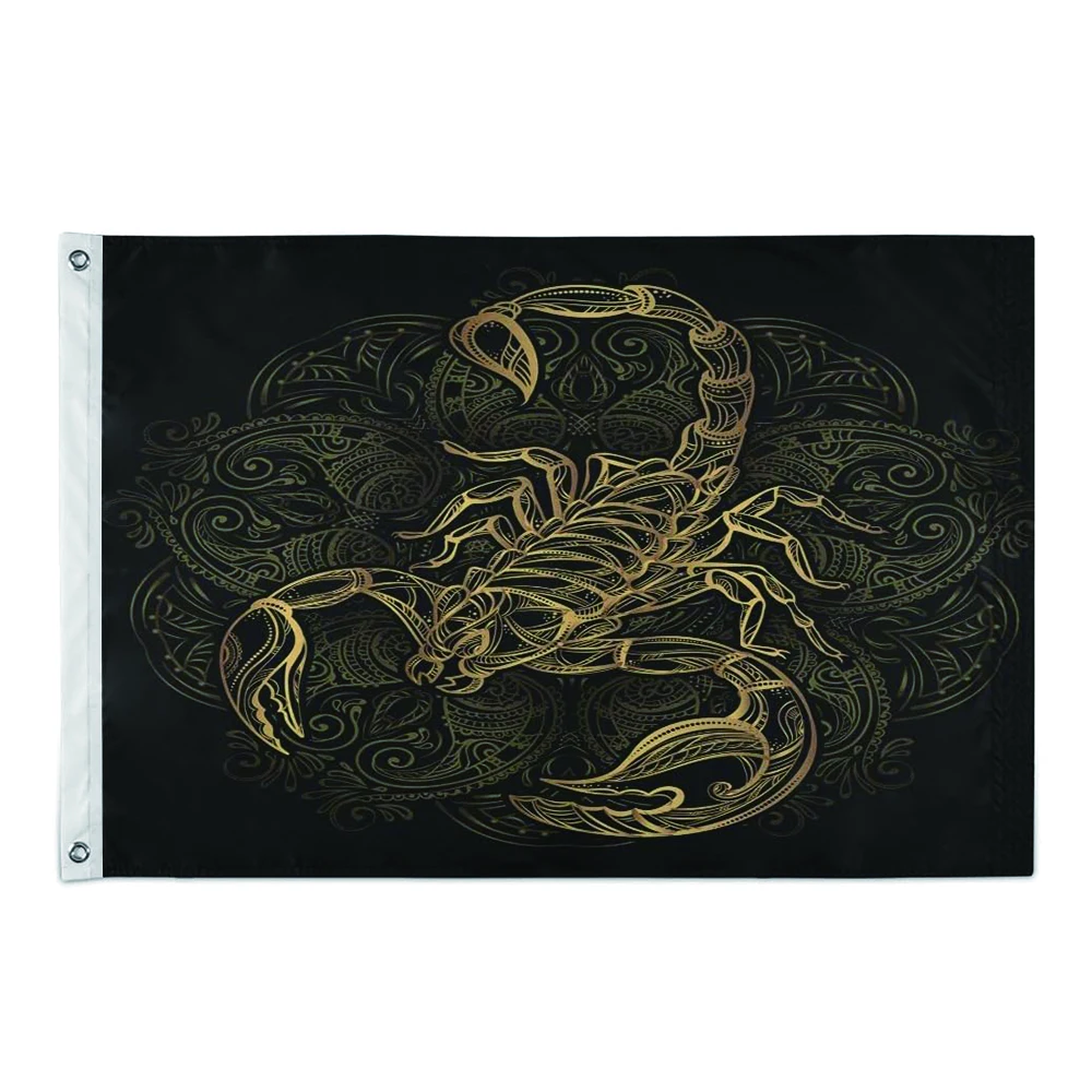 Scorpion Tattoo Flag 2x3 Feet Home Decoration Flag, Two Grommets, Polyester Banner for Indoor Outdoor Decor - 1 Piece