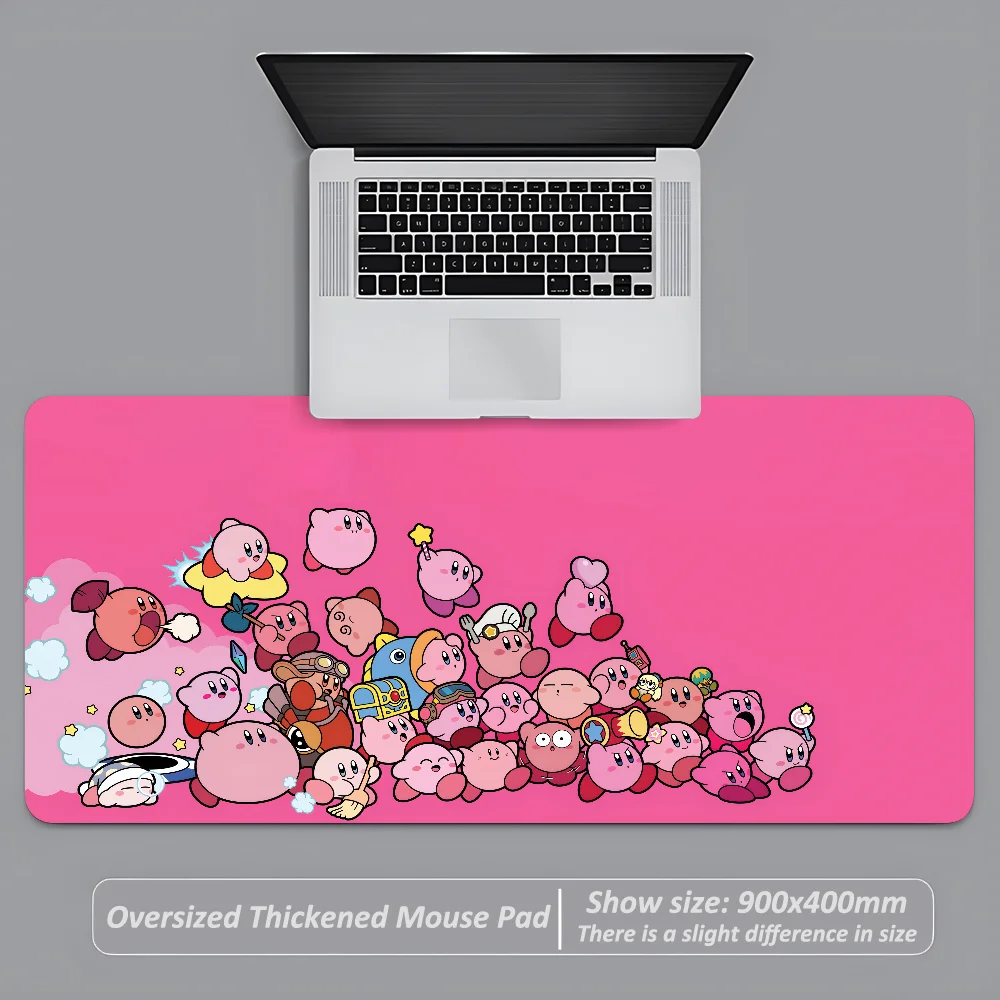 K-Kirby Kawaii Pink Mousepad Large Anti-Slip Mouse Pad Stitched Edges Mat Durable Desk Laptop Gaming​ Keyboard Pad XXL
