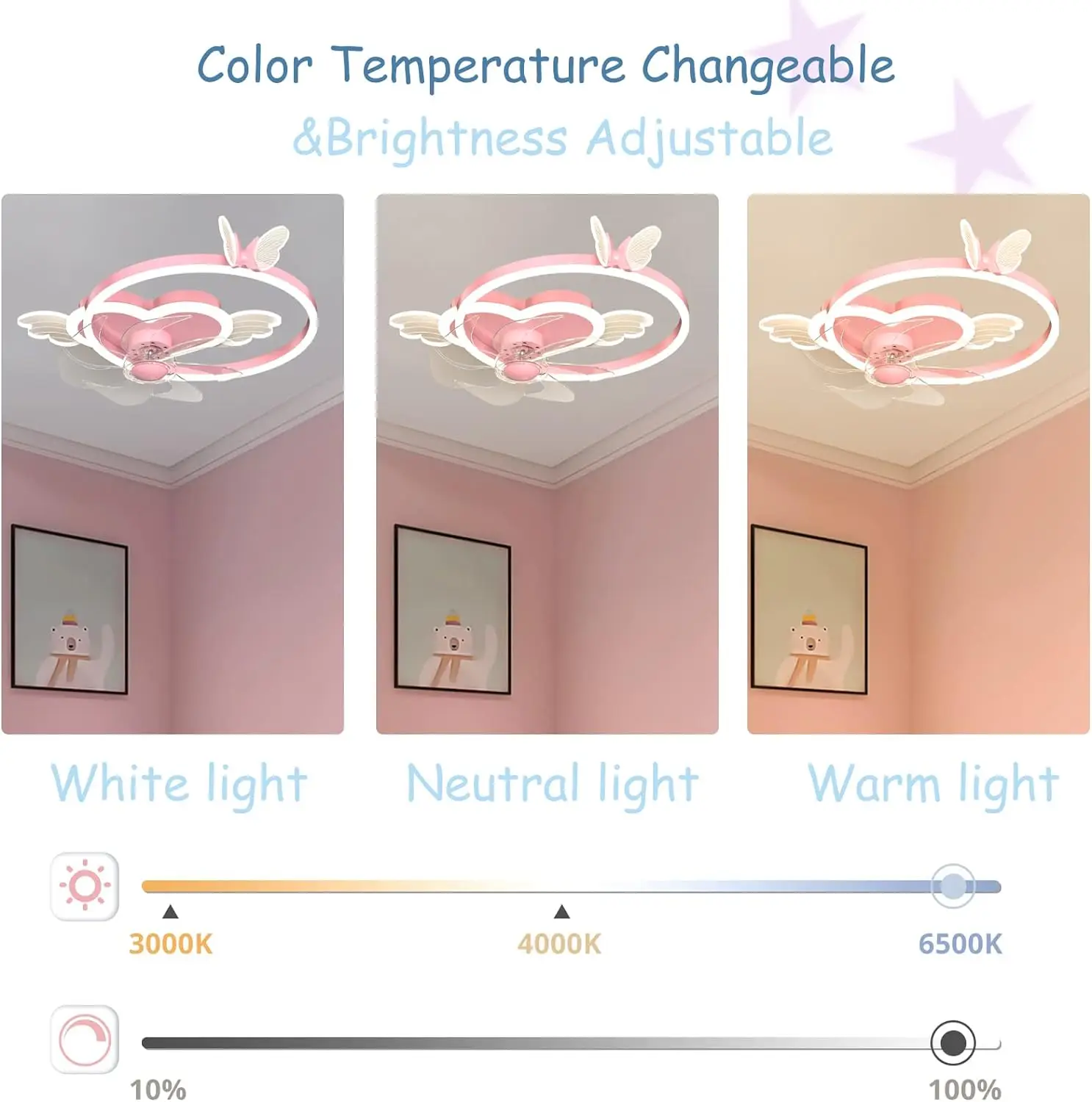 Kids Ceiling Fans with Lights for Bedroom Quiet Fan Ceiling Light with Remote 6 Speeds Modern Fan Lamp Ceiling Led Dimmable