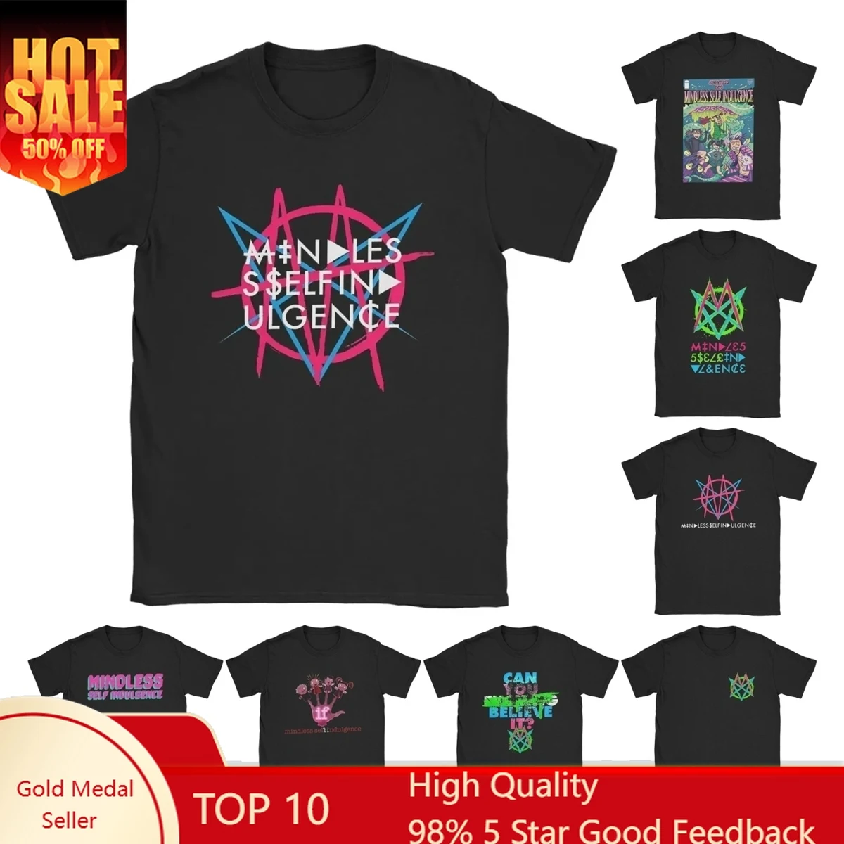 

Novelty Vintage Mindless Self Indulgence Idol T-Shirt Men Crewneck Cotton T Shirt Punk Band Music Short Sleeve Tee Summer Tops