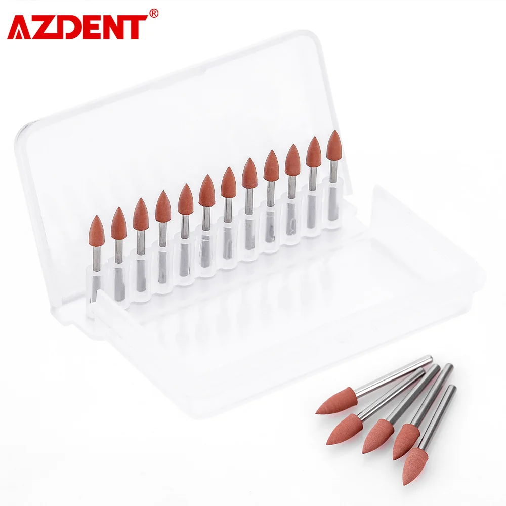 12pcs/Box AZDENT Dental Silicone Polisher 0413 Polish Impregnated Abrasive Friction FG Mini Points for Pre-Polishing