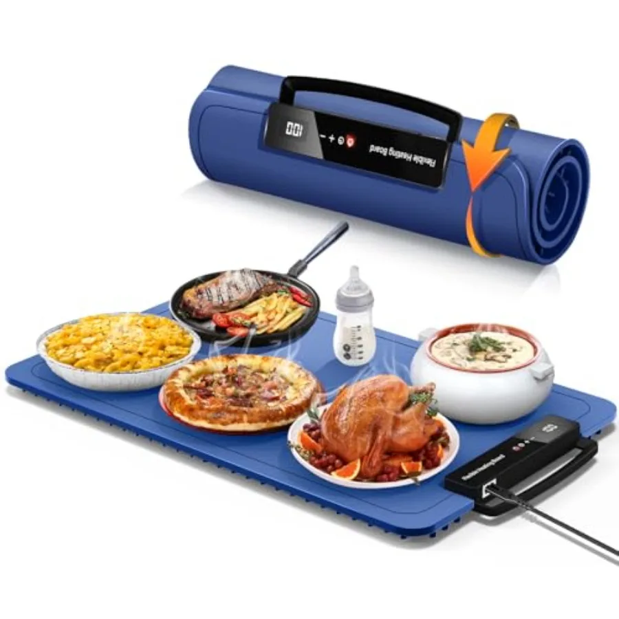 

Food Warming Mat for Electric Tray: 24H Full Surface Heat Warmer with 7 Temp Setting Portable - Silicone Heating Buffets Party
