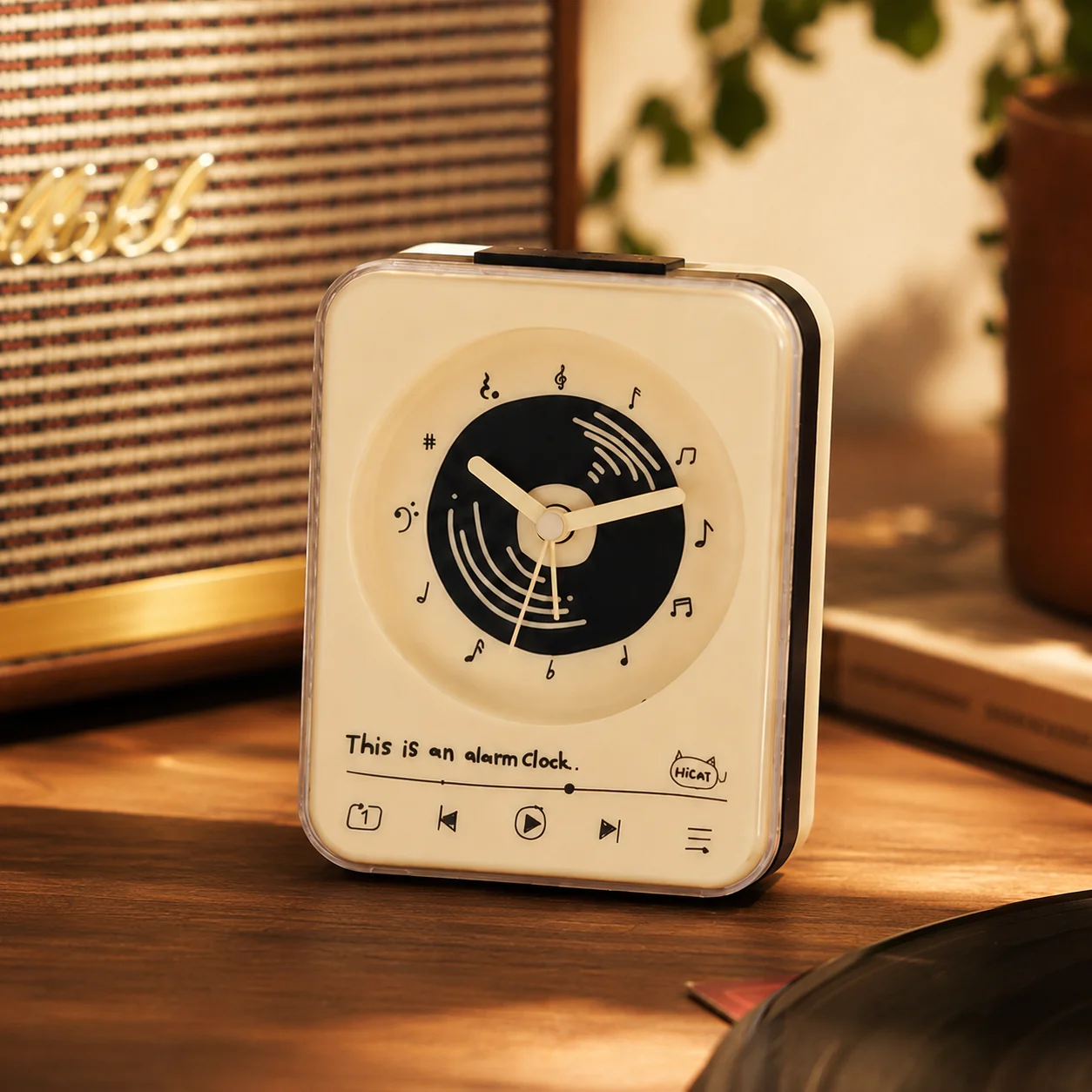Hand Painted Retro Alarm Clock Cute Desk Clock with Warm Night Light Analog Table Clock Bedroom Decor Gift for Home Office