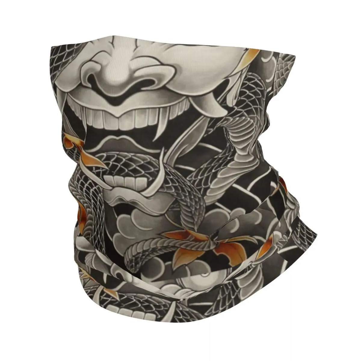 Custom Japan Tattoo Oni Bandana Neck Warmer Women Men Winter Ski Hiking Scarf Gaiter Yakuza Samurai Face Cover